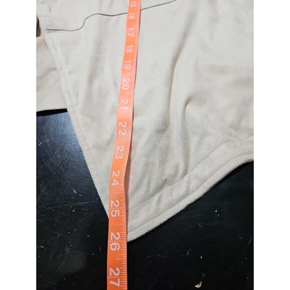 BB DAKOTA Open Front Wrap Faux Suede MOTO Jacket BEIGE Tan Women's Size W/LG EUC - Picture 12 of 16